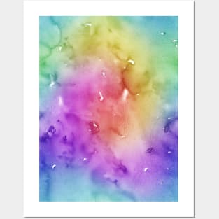 Bright Purple Aqua Blue Pink Pastel Rainbow Watercolor Ombre Shades Posters and Art